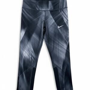Nike Dri-Fit Black White Abstract Women's Small 3/4 Cropped Running Leggings
